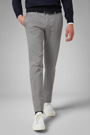 Essentials Uomo | Pantaloni In Cotone Elasticizzato Slim Fit Grigio | Boggi Milano