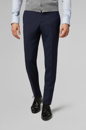 Essentials Uomo | Pantaloni In Lana Regular Fit Blu | Boggi Milano