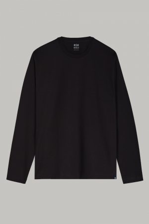 Essentials Uomo | T-Shirt In Jersey Di Cotone Pima Maniche Lunghe Nero | Boggi Milano