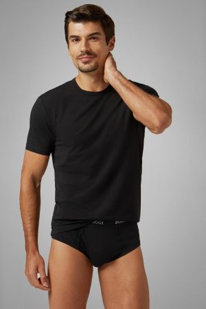 Intimo Uomo | T-Shirt In Jersey Di Cotone Elasticizzato Nero | Boggi Milano