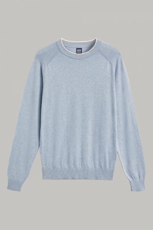 Maglie Uomo | Cashmere Blend Crew Neck Sweater Blu Chiaro | Boggi Milano