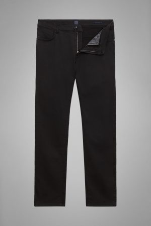 Pantaloni Uomo | Pantalone 5 Tasche In Cotone Gabardina Tencel Regualr Fit Nero | Boggi Milano