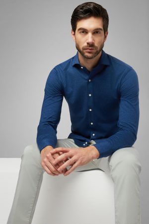 Polo Camicie Uomo | Polo Camicia Azzurra Collo Chiuso Slim Fit Blu | Boggi Milano