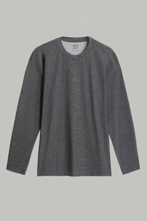 T-Shirts Uomo | T-Shirt In Cotone Nylon Tencel Maniche Lunghe Antracite | Boggi Milano
