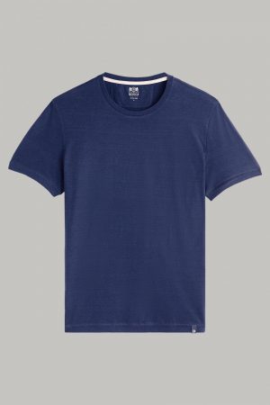T-Shirts Uomo | T-Shirt In Jersey Di Cotone Lino Blu | Boggi Milano
