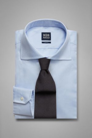 Essentials Uomo | Camicia Azzurra In Twill Di Cotone Slim Fit Azzurro | Boggi Milano