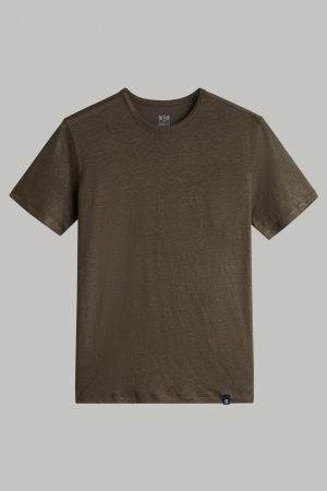 T-Shirts Uomo | T-Shirt In Jersey Di Lino Elasticizzato Taupe | Boggi Milano